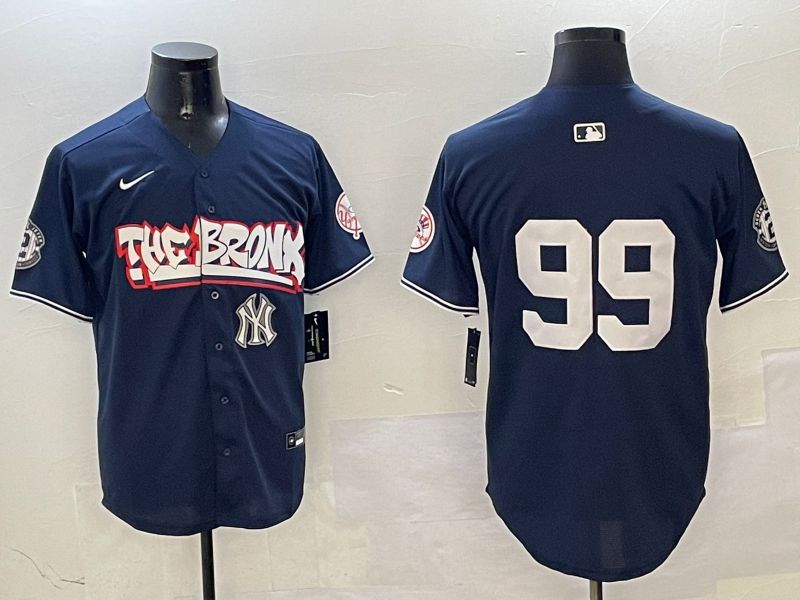 Men New York Yankees #99 Judge Drak Blue four generations Joint Name 2025 Nike MLB Jersey style 14